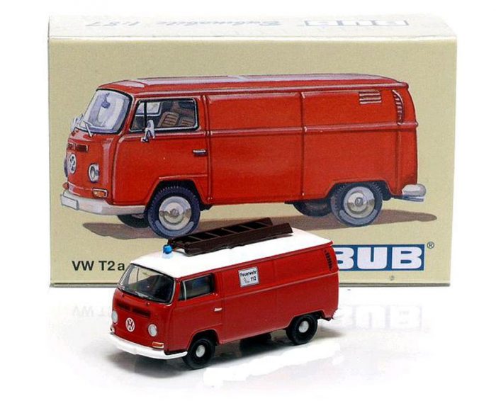 VW T2 BOX VAN POMPIERI RED 1/87